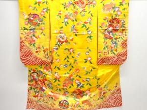 蝶に菊・草花模様子供着物（重ね衿付き）